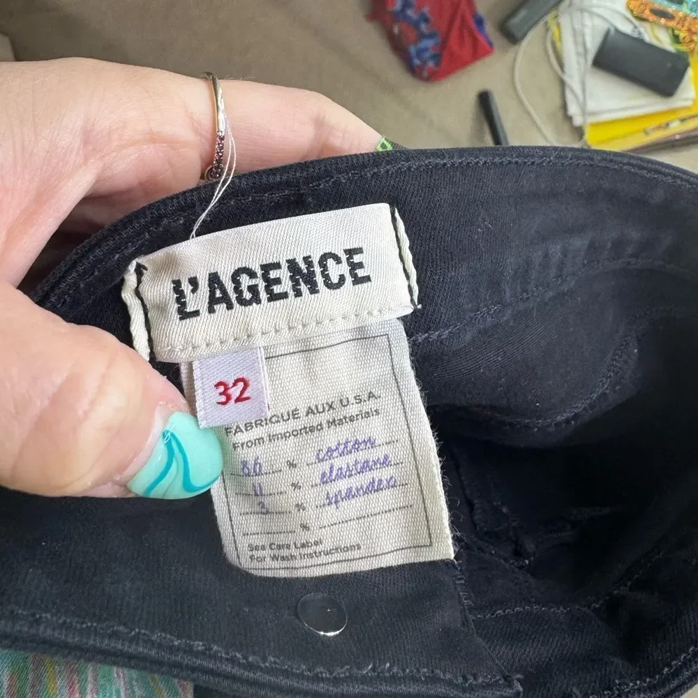 L'AGENCE Women’s Classic Black Denim Sz 32